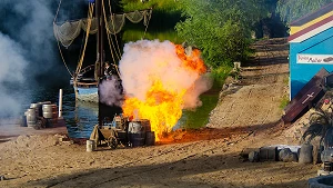 Actionszenen mit Pyrotechnik