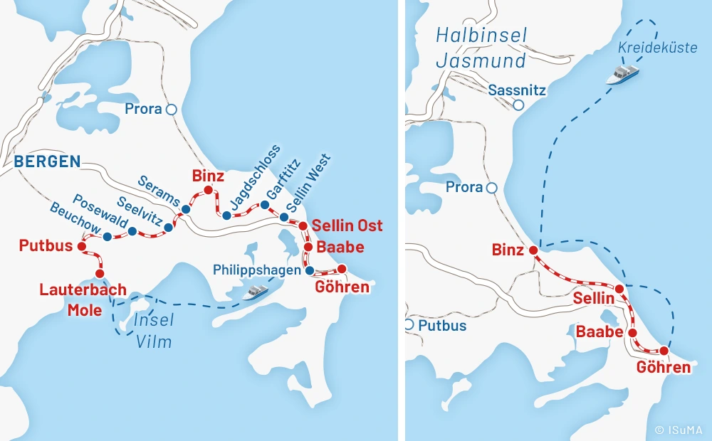 Kombitour Rasender Roland und Fahrgastschiff Insel Rügen