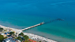 Bauarbeiten für die neue Seebrücke